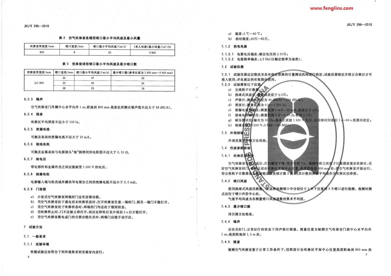 JG∕T 296-2010空氣吹淋室標準（風淋室行業(yè)規(guī)范）